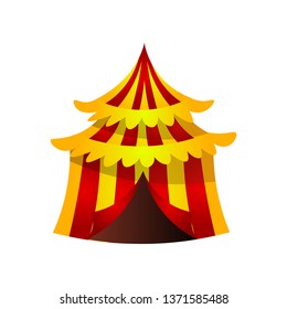 Circus striped tent with red yellow color and gold waves