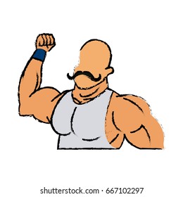 circus strong man mustache muscle