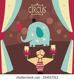 circus strongman card design