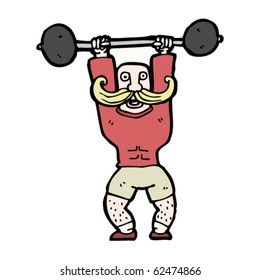 caricatura del hombre fuerte de circo