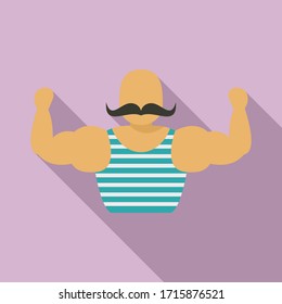 Circus strongman icon. Flat illustration of circus strongman vector icon for web design