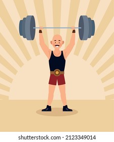 Circus Strongman Lifting Weight Scene