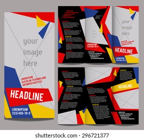 circus style colors brochure design template trifold vector geometric abstract triangles