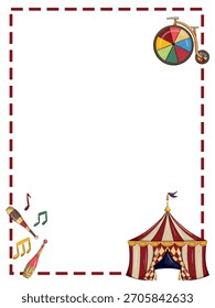 Plantilla dibujada a mano del estilo del circo de la invitación, tarjeta de cumpleaños, baby shower, volante, Anuncio, redes sociales 