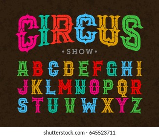 Circus Style Vintage Font Vector Illustration