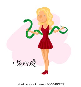 Circus Tamer girl. vector illustration.