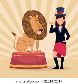 Circus Tamer And Lion Scene