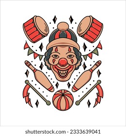 circus tattoo set vector design