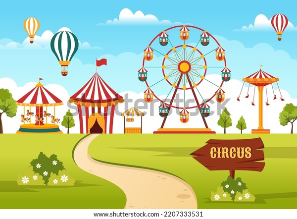 Circus Template Hand Drawn Cartoon Flat Stock Vector (Royalty Free ...