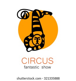 Circus - template logo. Trained Tiger.