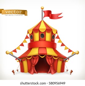 Circus tent 3d vector icon