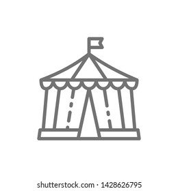 Circus tent, amusement park line icon.