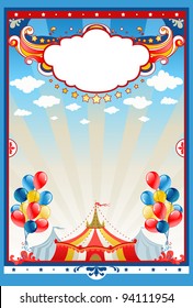 Circus tent background with space for text