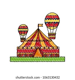 circus tent with balloons air hot flying