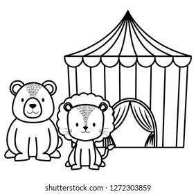 circus tent with bear teddy