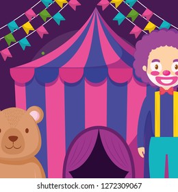 circus tent with bear teddy