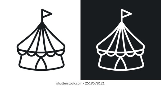 Circus tent black and white icon.