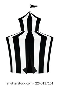 Tienda de circo. blanco y negro.  ilustración vectorial