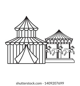 circus tent carnival with carousel