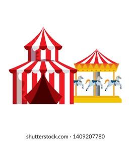 circus tent carnival with carousel