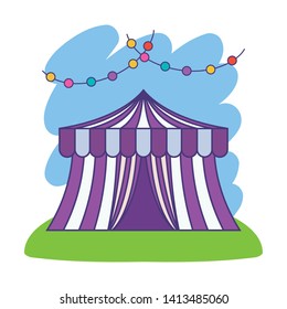 circus tent carnival with garlands hanging