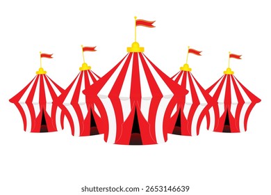 Tenda de circo, tenda de carnaval isolado no fundo branco