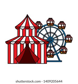 circus tent carnival with panoramic wheel