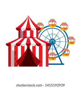 circus tent carnival with panoramic wheel