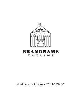 icono de la plantilla del logotipo de dibujos animados de la tienda de circo. diseño negro moderno simple vector