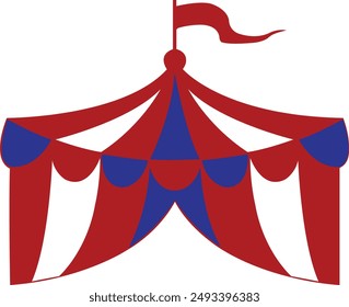 Diseño del arte del Clip de la tienda del circo en el fondo aislado blanco liso transparente para el signo, la calcomanía, la tarjeta, la camisa, la sudadera, la ropa, la etiqueta, la taza, el icono, el póster o la insignia