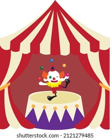 Circus tent with a clown inside. Suitable for circus themed party design