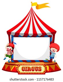 Circus tent with clowns frame  illustration