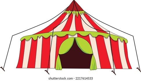 Circus Tent Colorful Entrance Illustration Vector Artwork Simple Prop Game Animation  
