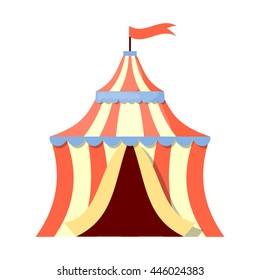Circus tent colorful icon. Vector illustration in cartoon style