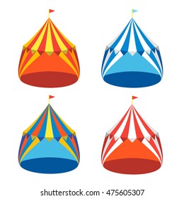 Circus Tent Colorful Set. Flat Design. Vector illustration