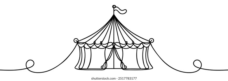 Circus tent Continuous one line drawing