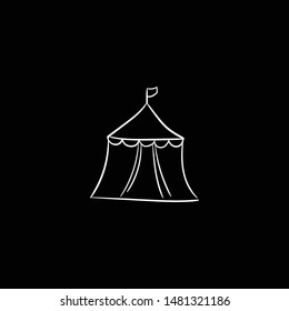 circus tent doodle  flat black hand drawing 