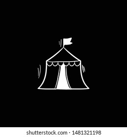 circus tent doodle  flat black hand drawing 