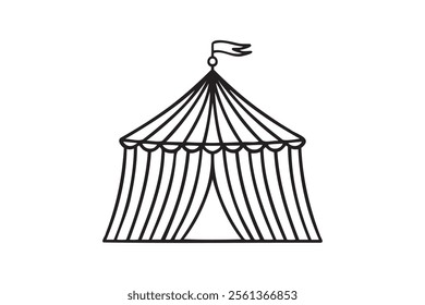 Circus tent doodle hand drawn icon. Outline drawing Circus tent line clipart symbol. Vector illustration