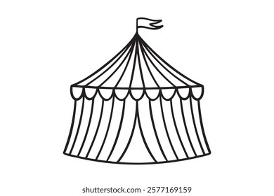 Circus tent doodle hand drawn icon. Outline drawing Circus tent line clipart symbol. Vector illustration