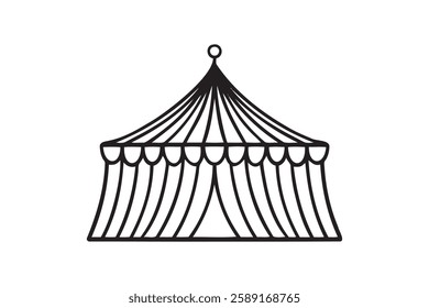 Circus tent doodle hand drawn icon. Outline drawing Circus tent line clipart symbol. Vector illustration