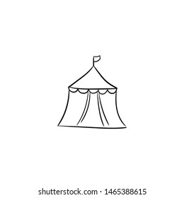 circus tent doodle icon vector