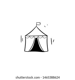 circus tent doodle icon vector