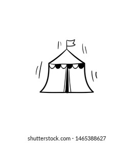 circus tent doodle icon vector