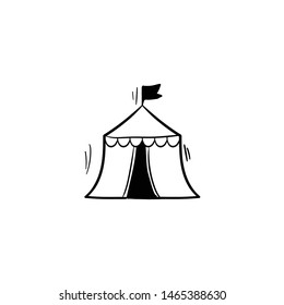 circus tent doodle icon vector