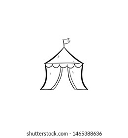 circus tent doodle icon vector