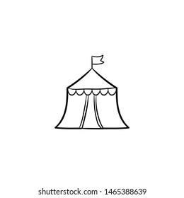 circus tent doodle icon vector