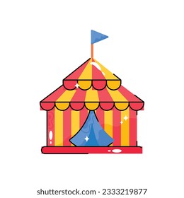 Circus tent doodle vector filled outline Sticker. EPS 10 file
