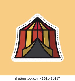 circus tent editable cartoon style sticker vector