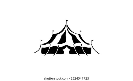 circus tent emblem, black isolated 